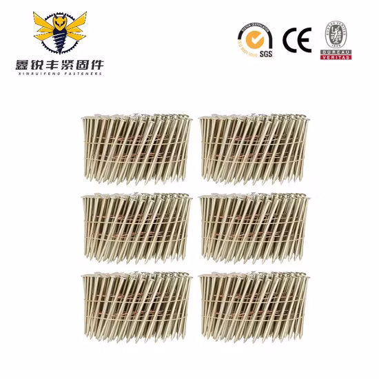Coil Roofing Nails Yellow Zinc Plating Ordinary Roll Nail Electric Galvanized Screw Coil Roofing Nails